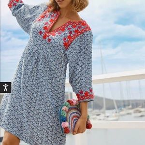 Boden Blue and Red Floral Dress